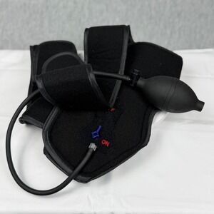 Inflatable Cold Compression Knee Wrap Brace with Hand Pump Black Blue Adjustable